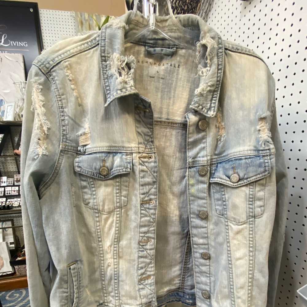 Aeropostale Distressed HandPainted Angel Denim Jacket - Picture 3 of 7